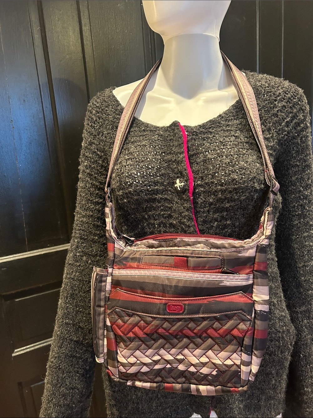 Lug Flutter Patterned Red Multi Crossbody Bag